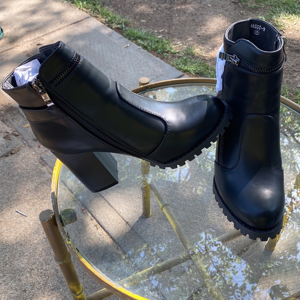 Brand New Black Biker Booties Size 6